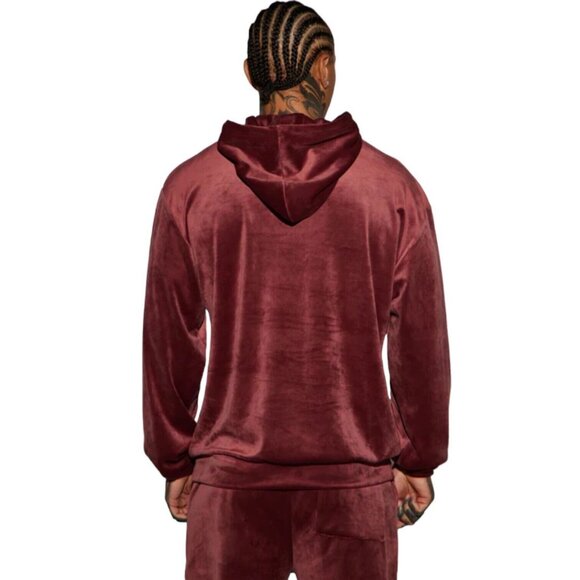 Mason Velour Pullover Hoodie Sweater Maroon Men's - Picture 4 of 4